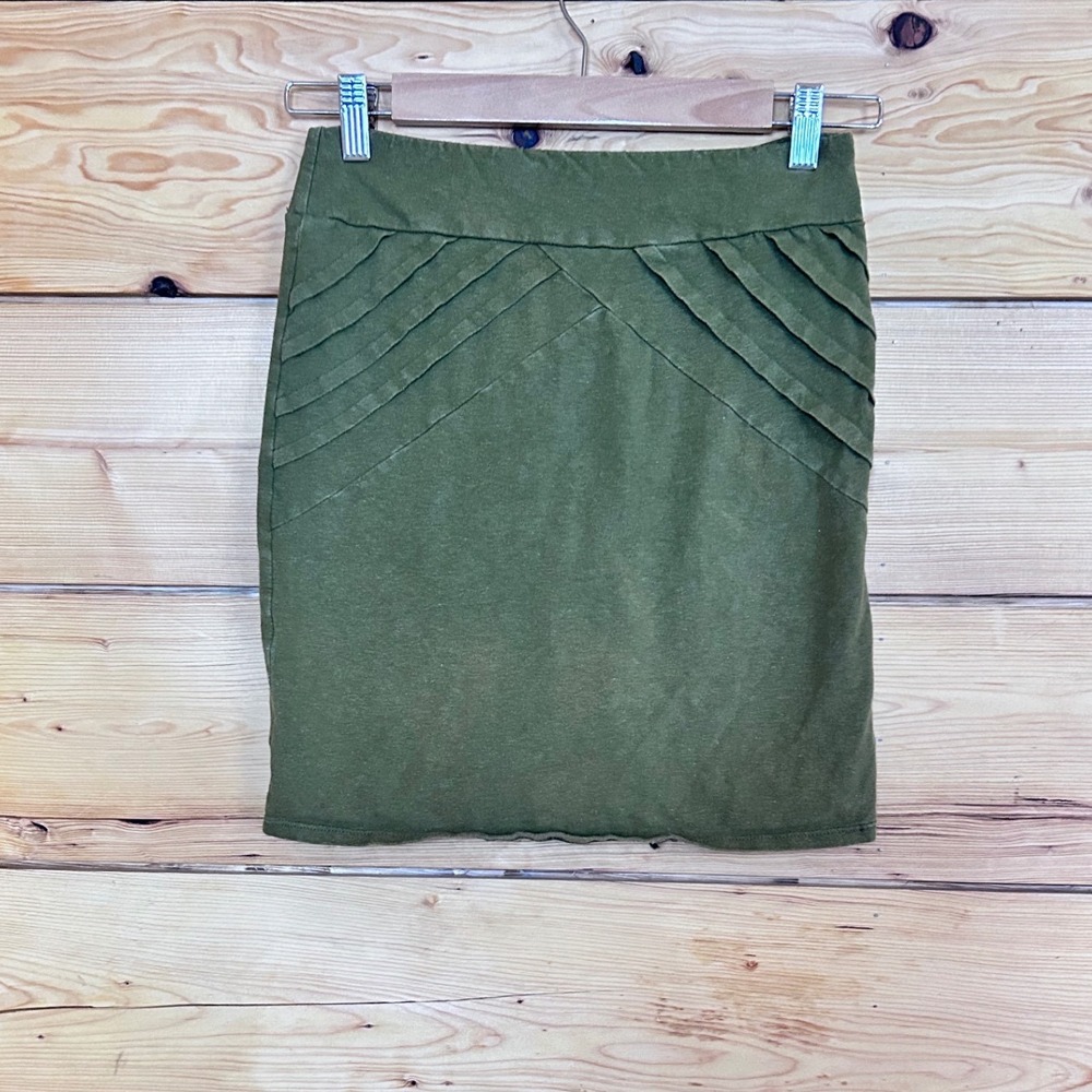 Olive Green Mini Skirt Women Small Organic Cotton Bamboo Utility Respecterre